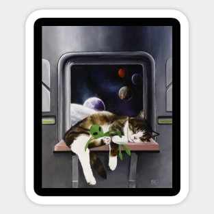 Spaceship Cat Sticker